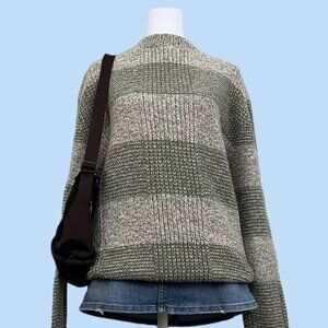 beige and green striped 90s wool knit sweater